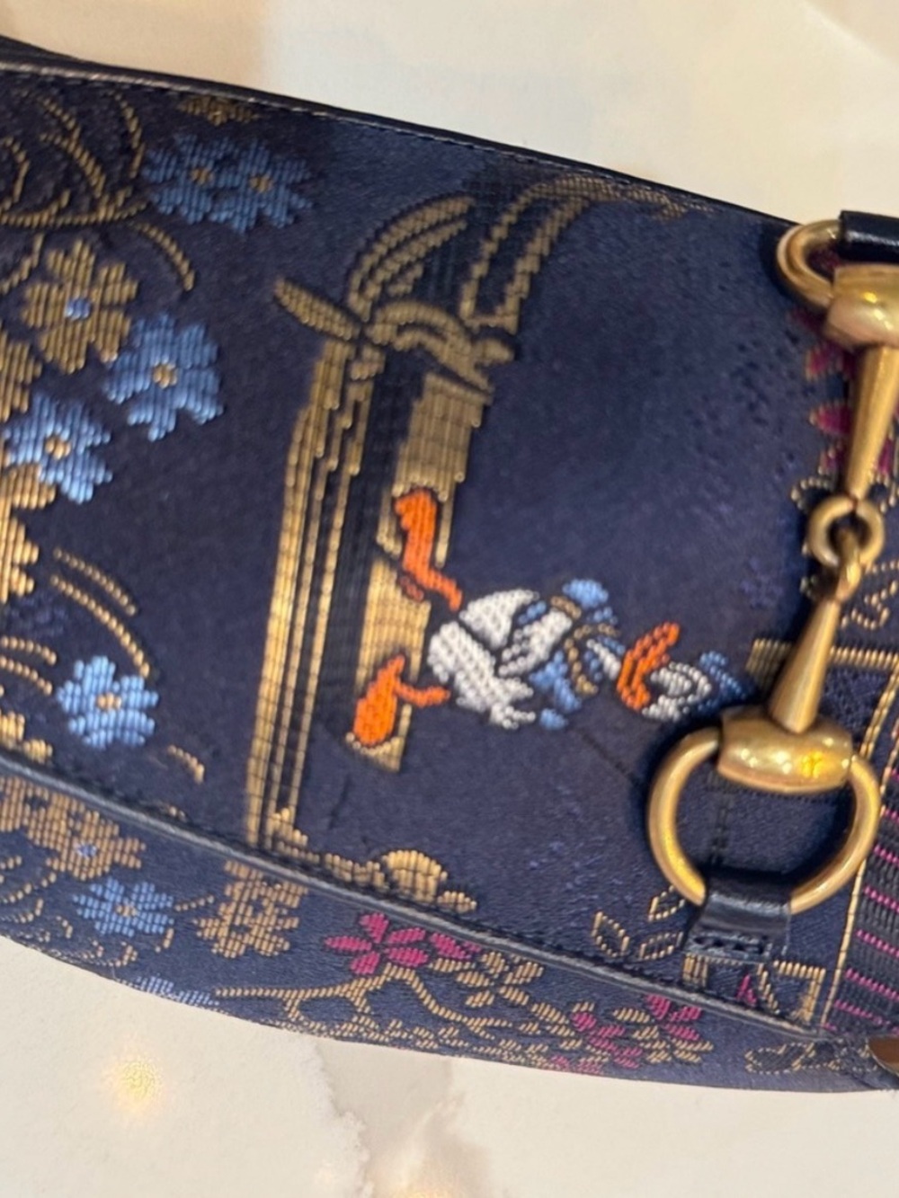 Gucci Donald Duck floral silk horsebit mules with gold hardware - Picture 5 of 8